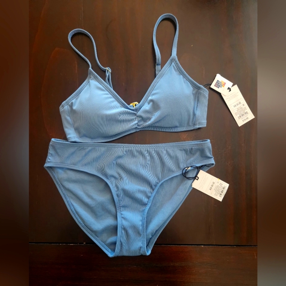 NWT Ribbed Bikini Light Blue